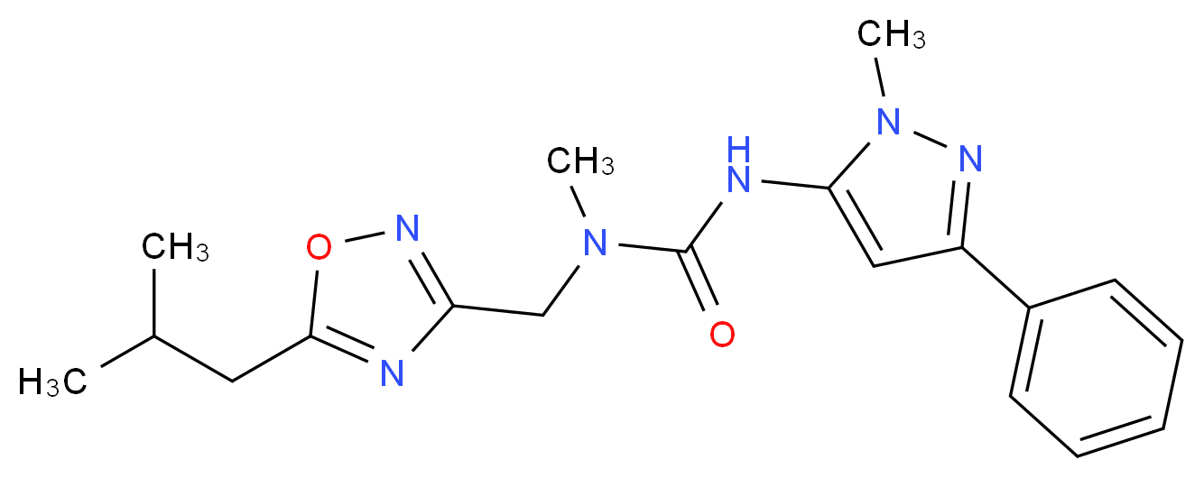 N-[(5-isobutyl-1,2,4-oxadiazol-3-yl)methyl]-N-methyl-N'-(1-methyl-3-phenyl-1H-pyrazol-5-yl)urea_分子结构_CAS_)