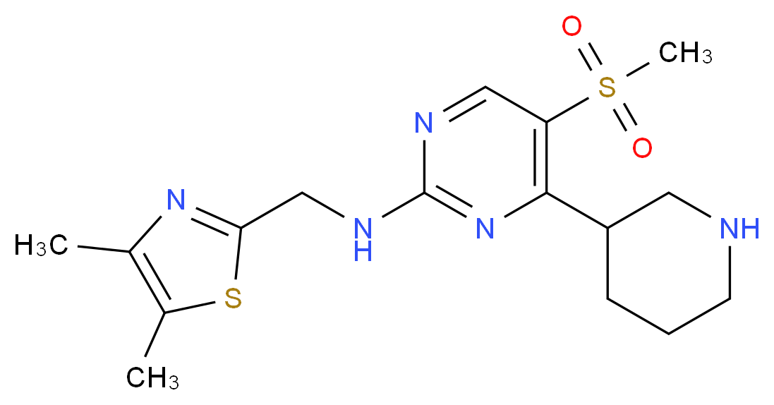 N-[(4,5-dimethyl-1,3-thiazol-2-yl)methyl]-5-(methylsulfonyl)-4-piperidin-3-ylpyrimidin-2-amine_分子结构_CAS_)