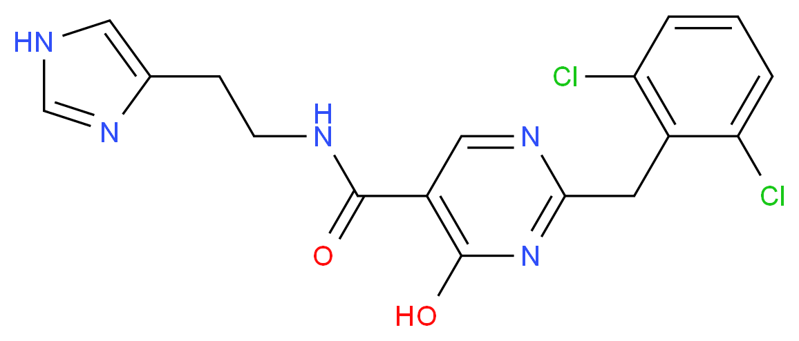 2-(2,6-dichlorobenzyl)-4-hydroxy-N-[2-(1H-imidazol-4-yl)ethyl]pyrimidine-5-carboxamide_分子结构_CAS_)