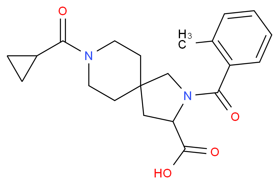 8-(cyclopropylcarbonyl)-2-(2-methylbenzoyl)-2,8-diazaspiro[4.5]decane-3-carboxylic acid_分子结构_CAS_)