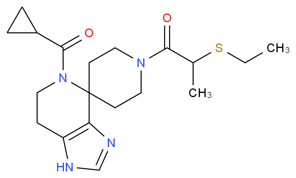 5-(cyclopropylcarbonyl)-1'-[2-(ethylthio)propanoyl]-1,5,6,7-tetrahydrospiro[imidazo[4,5-c]pyridine-4,4'-piperidine]_分子结构_CAS_)