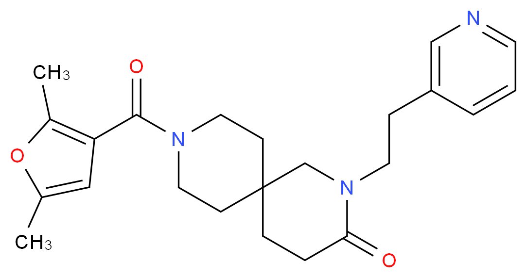 9-(2,5-dimethyl-3-furoyl)-2-(2-pyridin-3-ylethyl)-2,9-diazaspiro[5.5]undecan-3-one_分子结构_CAS_)
