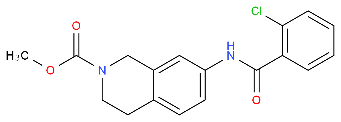methyl 7-[(2-chlorobenzoyl)amino]-3,4-dihydroisoquinoline-2(1H)-carboxylate_分子结构_CAS_)