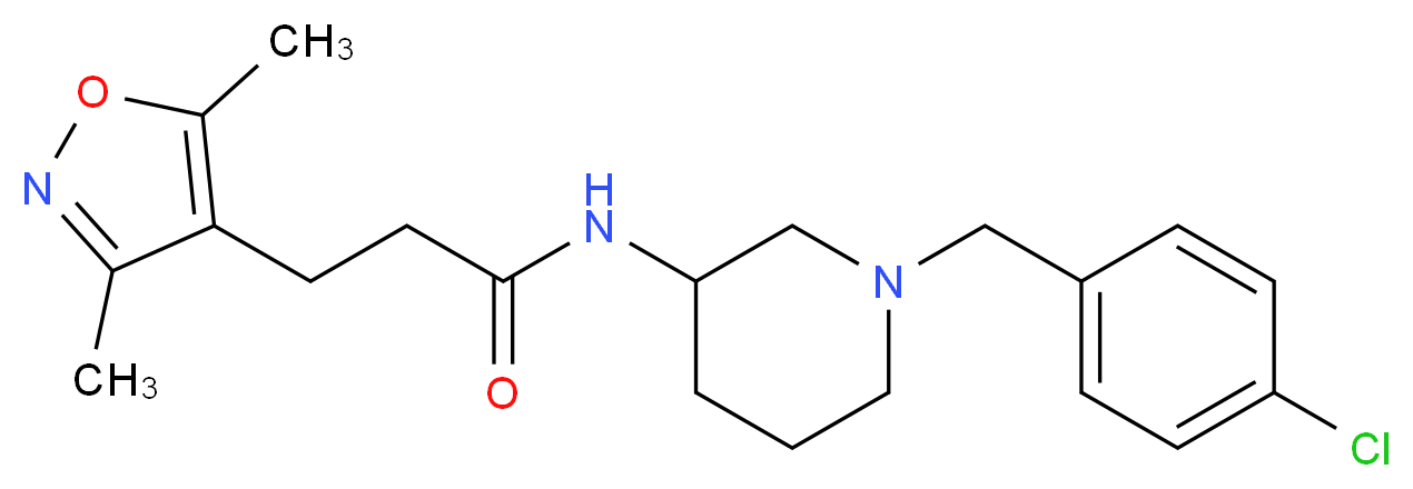 N-[1-(4-chlorobenzyl)-3-piperidinyl]-3-(3,5-dimethyl-4-isoxazolyl)propanamide_分子结构_CAS_)
