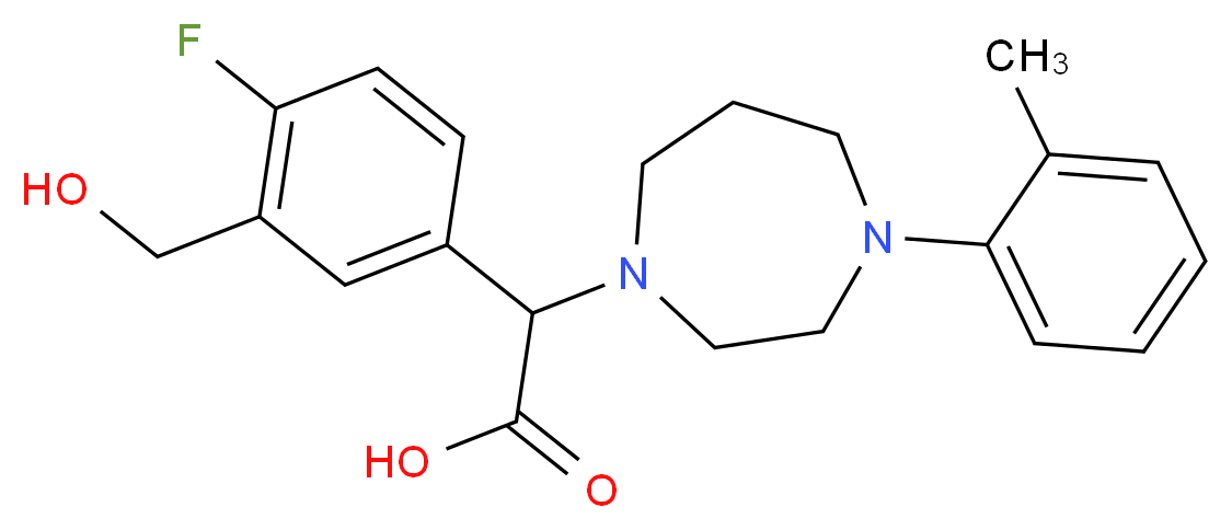 [4-fluoro-3-(hydroxymethyl)phenyl][4-(2-methylphenyl)-1,4-diazepan-1-yl]acetic acid_分子结构_CAS_)