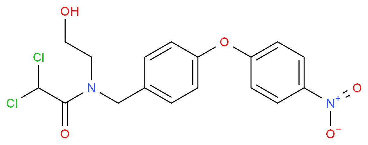 2,2-dichloro-N-(2-hydroxyethyl)-N-{[4-(4-nitrophenoxy)phenyl]methyl}acetamide_分子结构_CAS_3576-64-5