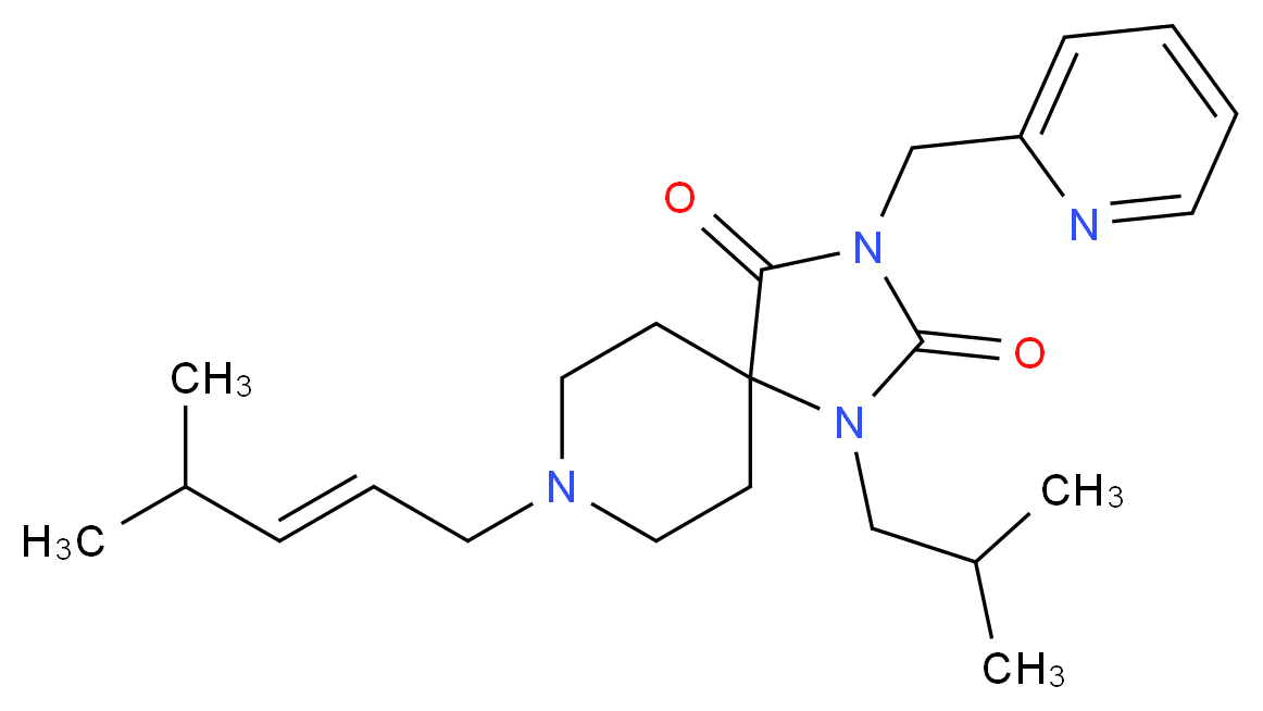 1-isobutyl-8-[(2E)-4-methyl-2-penten-1-yl]-3-(2-pyridinylmethyl)-1,3,8-triazaspiro[4.5]decane-2,4-dione_分子结构_CAS_)