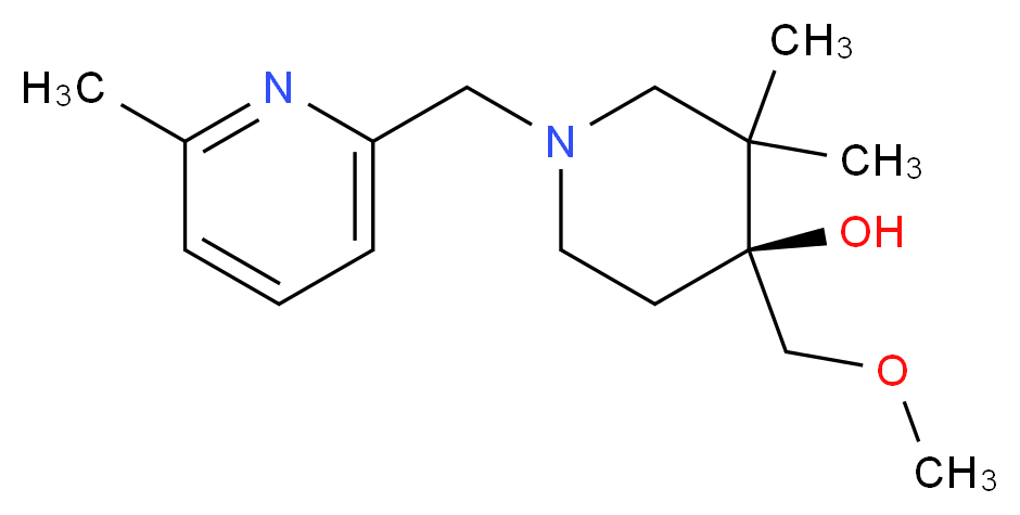 (4S*)-4-(methoxymethyl)-3,3-dimethyl-1-[(6-methylpyridin-2-yl)methyl]piperidin-4-ol_分子结构_CAS_)