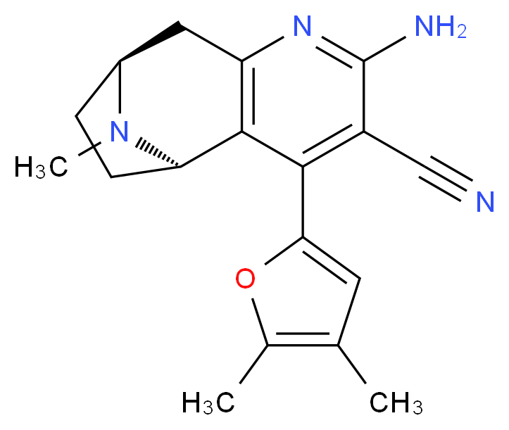 (5R*,8S*)-2-amino-4-(4,5-dimethyl-2-furyl)-10-methyl-6,7,8,9-tetrahydro-5H-5,8-epiminocyclohepta[b]pyridine-3-carbonitrile_分子结构_CAS_)