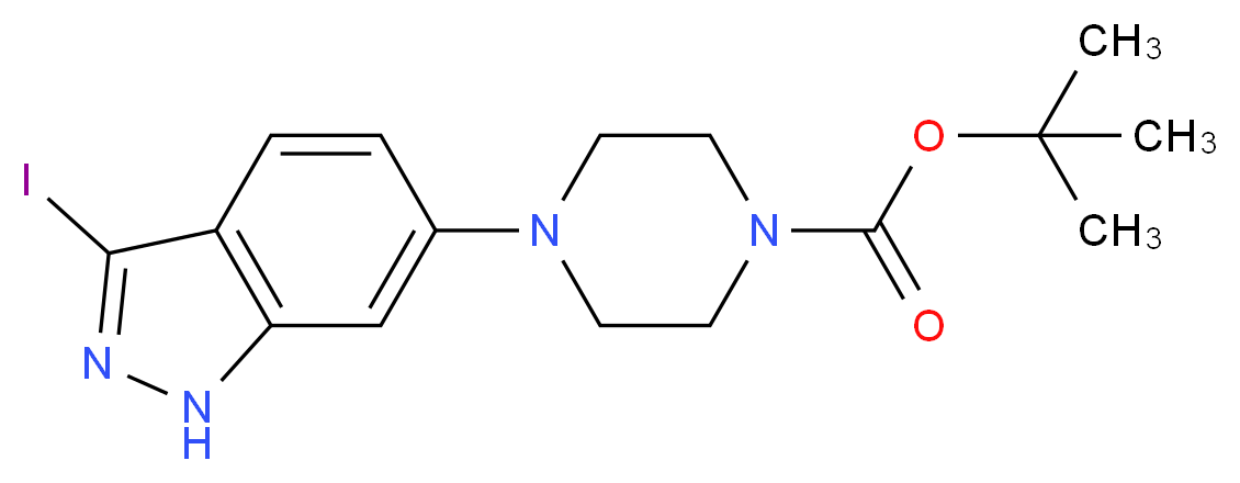 tert-butyl 4-(3-iodo-1H-indazol-6-yl)piperazine-1-carboxylate_分子结构_CAS_744219-44-1