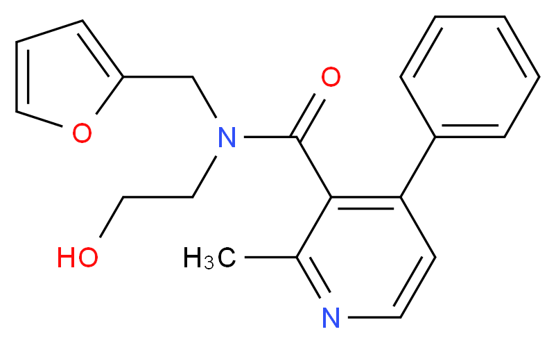 N-(2-furylmethyl)-N-(2-hydroxyethyl)-2-methyl-4-phenylnicotinamide_分子结构_CAS_)