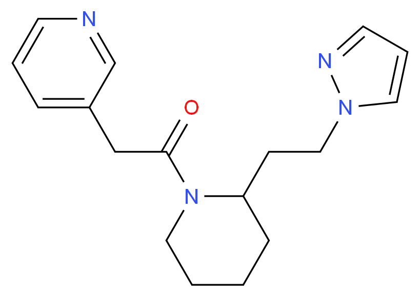 3-(2-oxo-2-{2-[2-(1H-pyrazol-1-yl)ethyl]-1-piperidinyl}ethyl)pyridine_分子结构_CAS_)
