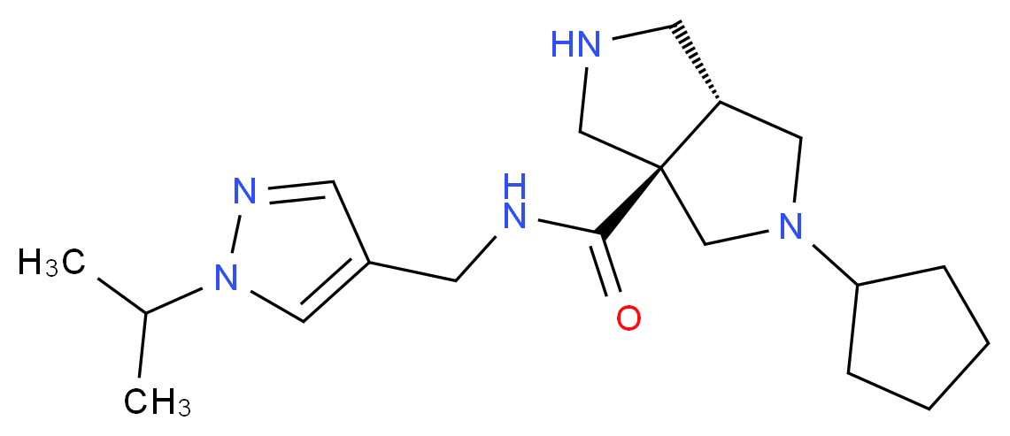 (3aR*,6aR*)-2-cyclopentyl-N-[(1-isopropyl-1H-pyrazol-4-yl)methyl]hexahydropyrrolo[3,4-c]pyrrole-3a(1H)-carboxamide_分子结构_CAS_)