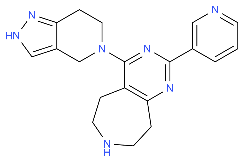 2-pyridin-3-yl-4-(2,4,6,7-tetrahydro-5H-pyrazolo[4,3-c]pyridin-5-yl)-6,7,8,9-tetrahydro-5H-pyrimido[4,5-d]azepine_分子结构_CAS_)