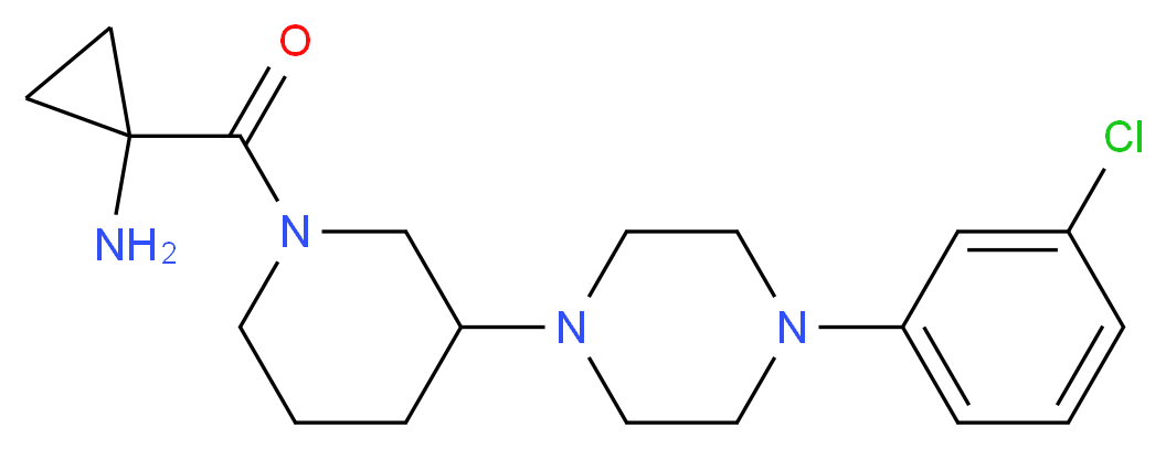 1-({3-[4-(3-chlorophenyl)-1-piperazinyl]-1-piperidinyl}carbonyl)cyclopropanamine_分子结构_CAS_)