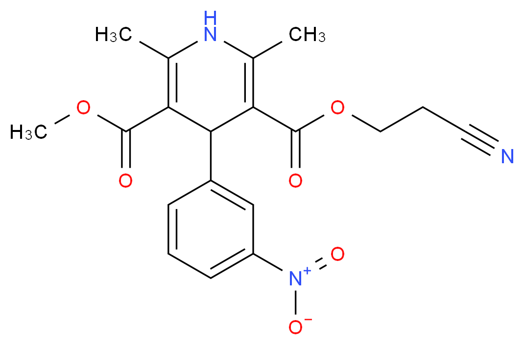 3-(2-cyanoethyl) 5-methyl 2,6-dimethyl-4-(3-nitrophenyl)-1,4-dihydropyridine-3,5-dicarboxylate_分子结构_CAS_75130-24-4