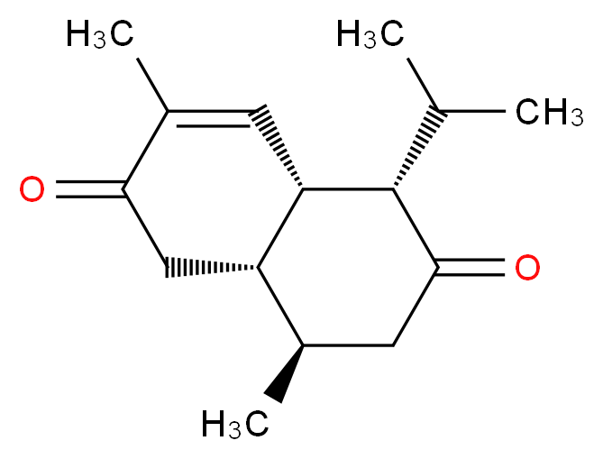 (1S,4R,4aS,8aR)-4,7-dimethyl-1-(propan-2-yl)-1,2,3,4,4a,5,6,8a-octahydronaphthalene-2,6-dione_分子结构_CAS_105181-06-4