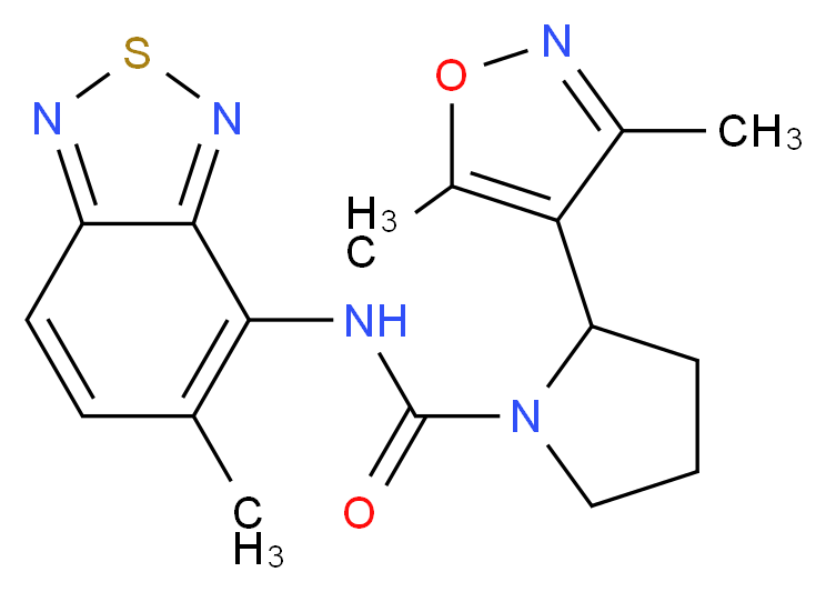 2-(3,5-dimethylisoxazol-4-yl)-N-(5-methyl-2,1,3-benzothiadiazol-4-yl)pyrrolidine-1-carboxamide_分子结构_CAS_)