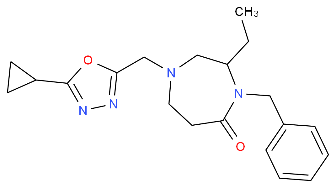 4-benzyl-1-[(5-cyclopropyl-1,3,4-oxadiazol-2-yl)methyl]-3-ethyl-1,4-diazepan-5-one_分子结构_CAS_)