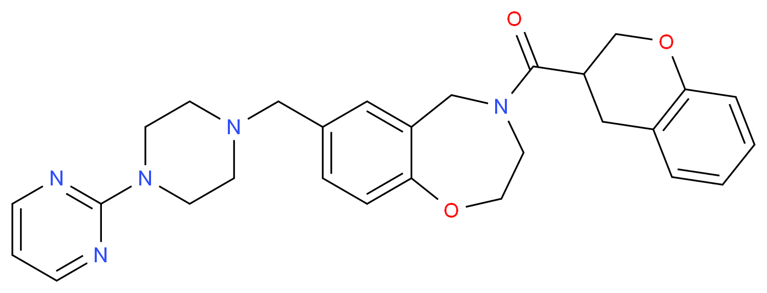4-(3,4-dihydro-2H-chromen-3-ylcarbonyl)-7-{[4-(2-pyrimidinyl)-1-piperazinyl]methyl}-2,3,4,5-tetrahydro-1,4-benzoxazepine_分子结构_CAS_)