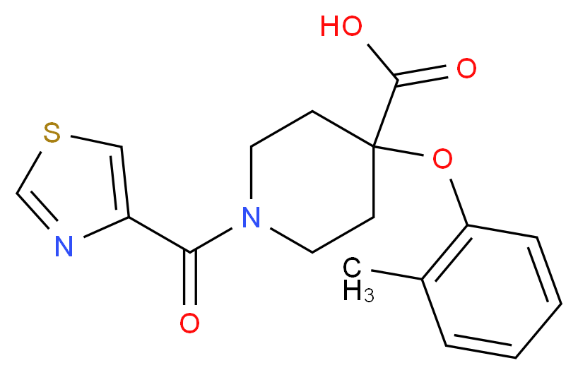 4-(2-methylphenoxy)-1-(1,3-thiazol-4-ylcarbonyl)piperidine-4-carboxylic acid_分子结构_CAS_)