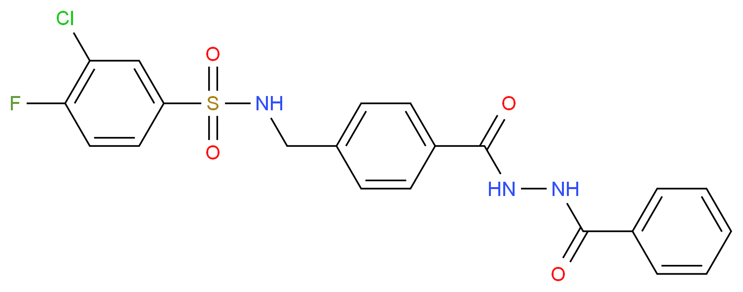 3-chloro-4-fluoro-N-({4-[(phenylformohydrazido)carbonyl]phenyl}methyl)benzene-1-sulfonamide_分子结构_CAS_852918-02-6