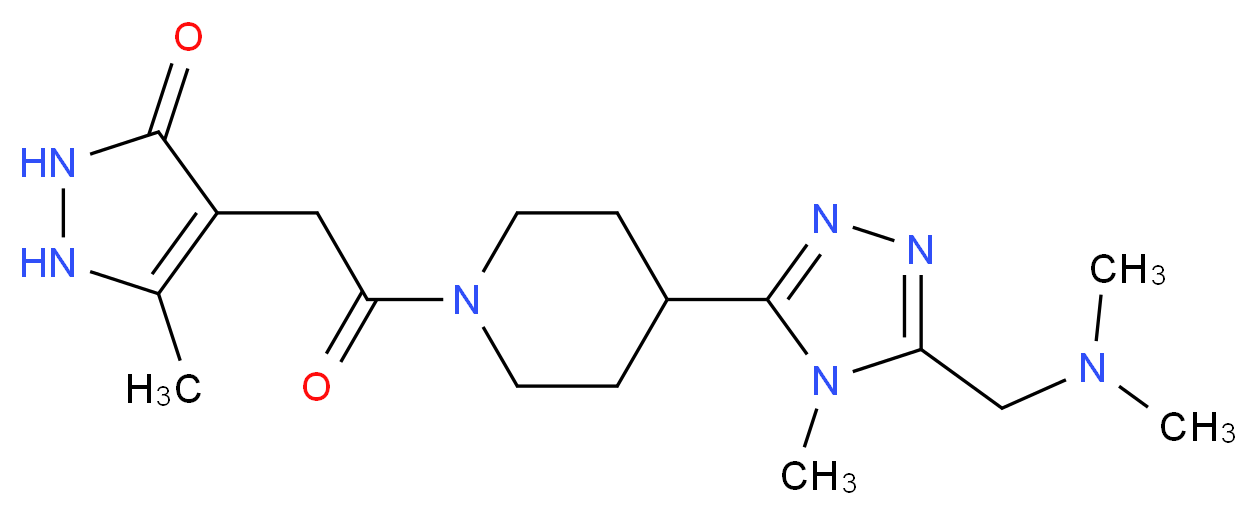 4-[2-(4-{5-[(dimethylamino)methyl]-4-methyl-4H-1,2,4-triazol-3-yl}piperidin-1-yl)-2-oxoethyl]-5-methyl-1,2-dihydro-3H-pyrazol-3-one_分子结构_CAS_)
