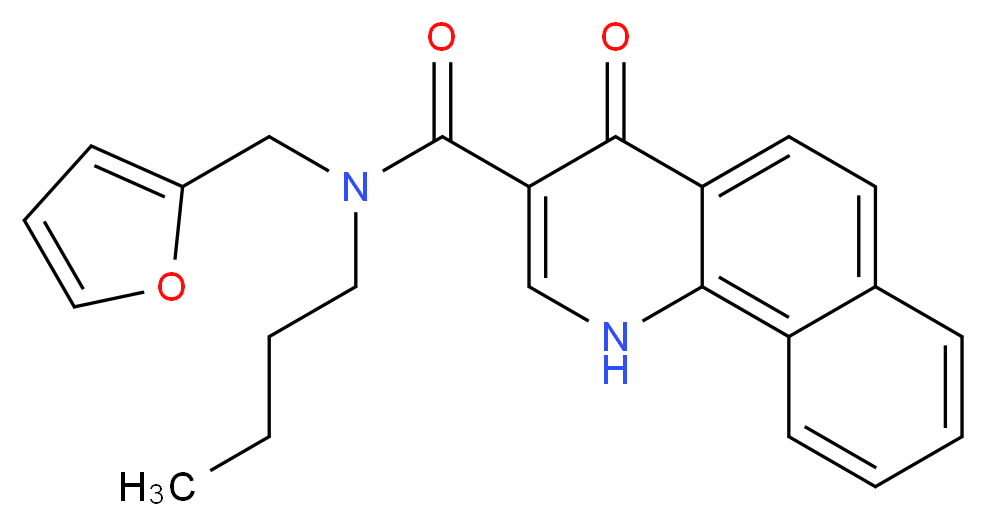 N-butyl-N-(2-furylmethyl)-4-oxo-1,4-dihydrobenzo[h]quinoline-3-carboxamide_分子结构_CAS_)