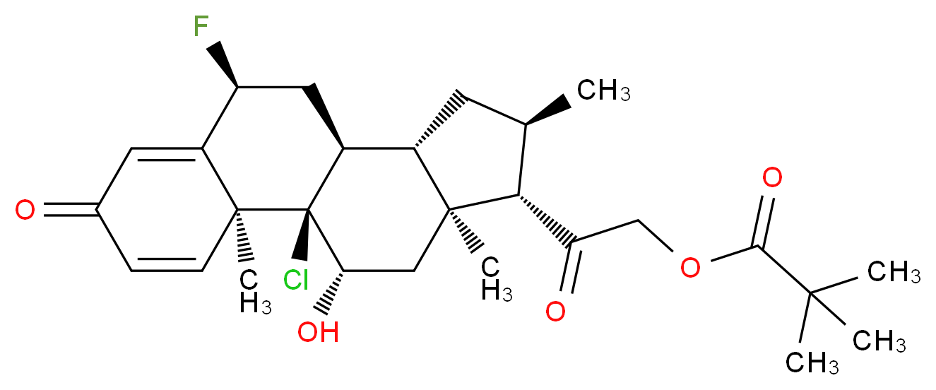 2-[(1R,2S,8S,10S,11S,13R,14S,15S,17S)-1-chloro-8-fluoro-17-hydroxy-2,13,15-trimethyl-5-oxotetracyclo[8.7.0.0^{2,7}.0^{11,15}]heptadeca-3,6-dien-14-yl]-2-oxoethyl 2,2-dimethylpropanoate_分子结构_CAS_34097-16-0