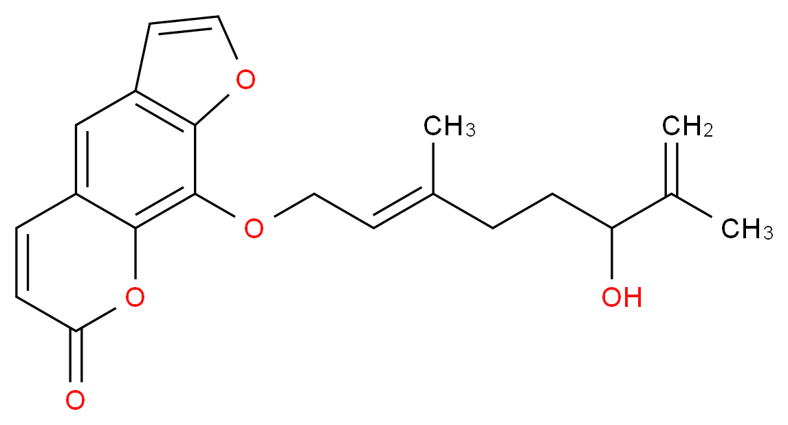 9-{[(2E)-6-hydroxy-3,7-dimethylocta-2,7-dien-1-yl]oxy}-7H-furo[3,2-g]chromen-7-one_分子结构_CAS_205115-75-9