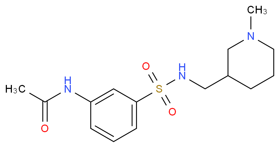 N-[3-({[(1-methylpiperidin-3-yl)methyl]amino}sulfonyl)phenyl]acetamide_分子结构_CAS_)
