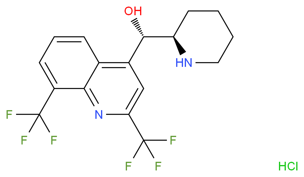 (S)-[2,8-bis(trifluoromethyl)quinolin-4-yl](2R)-piperidin-2-ylmethanol hydrochloride_分子结构_CAS_51773-92-3