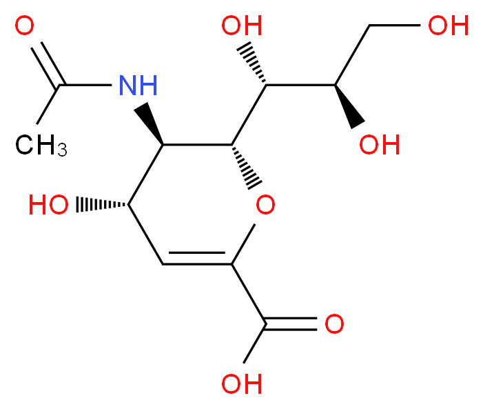 (2R,3R,4S)-3-acetamido-4-hydroxy-2-[(1R,2R)-1,2,3-trihydroxypropyl]-3,4-dihydro-2H-pyran-6-carboxylic acid_分子结构_CAS_24967-27-9