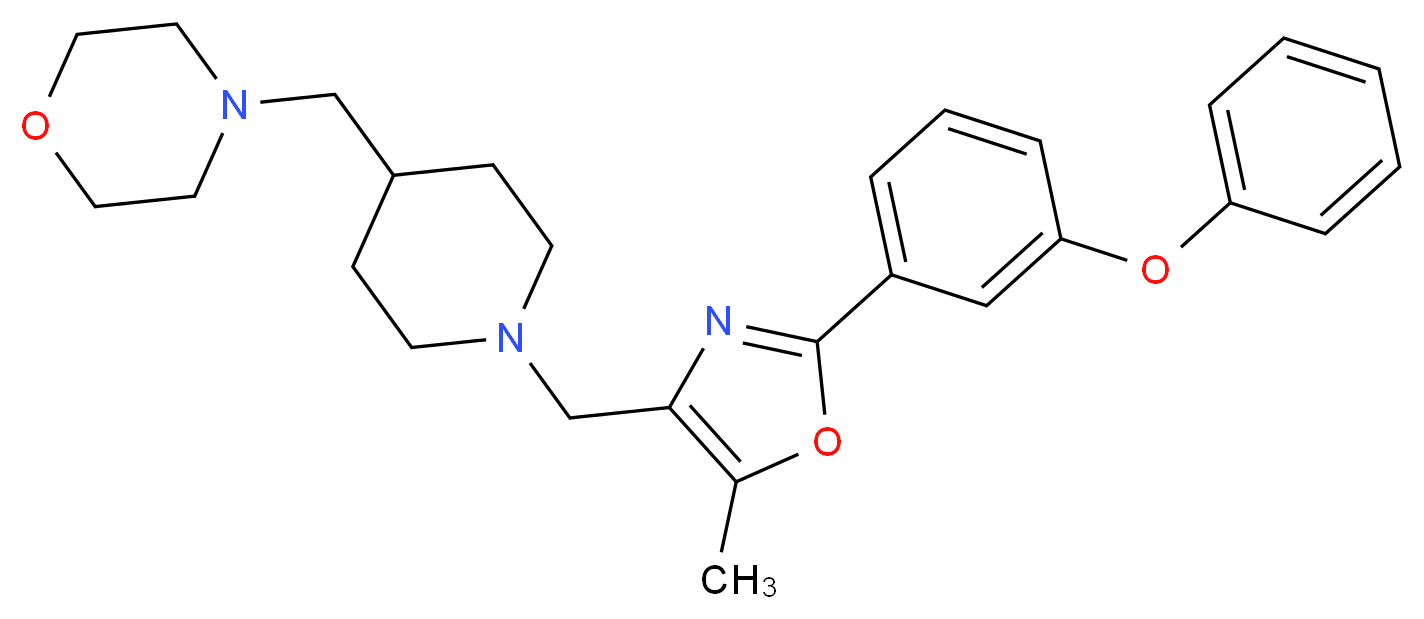 4-[(1-{[5-methyl-2-(3-phenoxyphenyl)-1,3-oxazol-4-yl]methyl}-4-piperidinyl)methyl]morpholine_分子结构_CAS_)