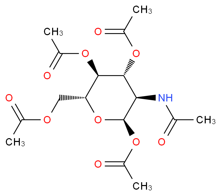 [(2R,3S,4R,5R,6R)-3,4,6-tris(acetyloxy)-5-acetamidooxan-2-yl]methyl acetate_分子结构_CAS_7784-54-5