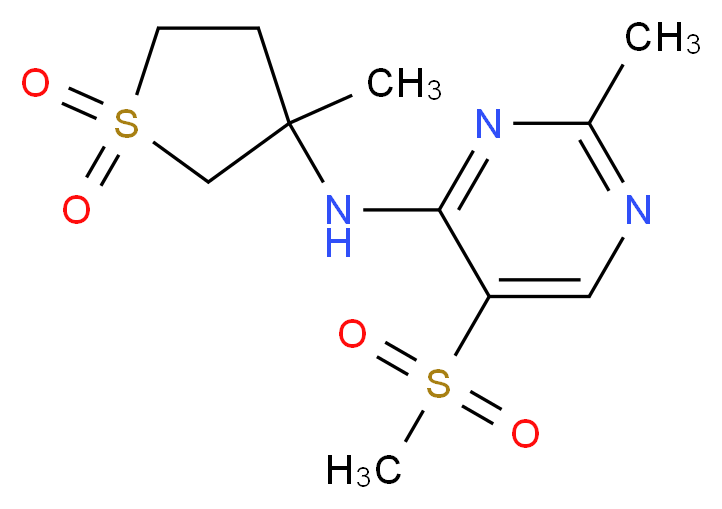 2-methyl-N-(3-methyl-1,1-dioxidotetrahydro-3-thienyl)-5-(methylsulfonyl)pyrimidin-4-amine_分子结构_CAS_)
