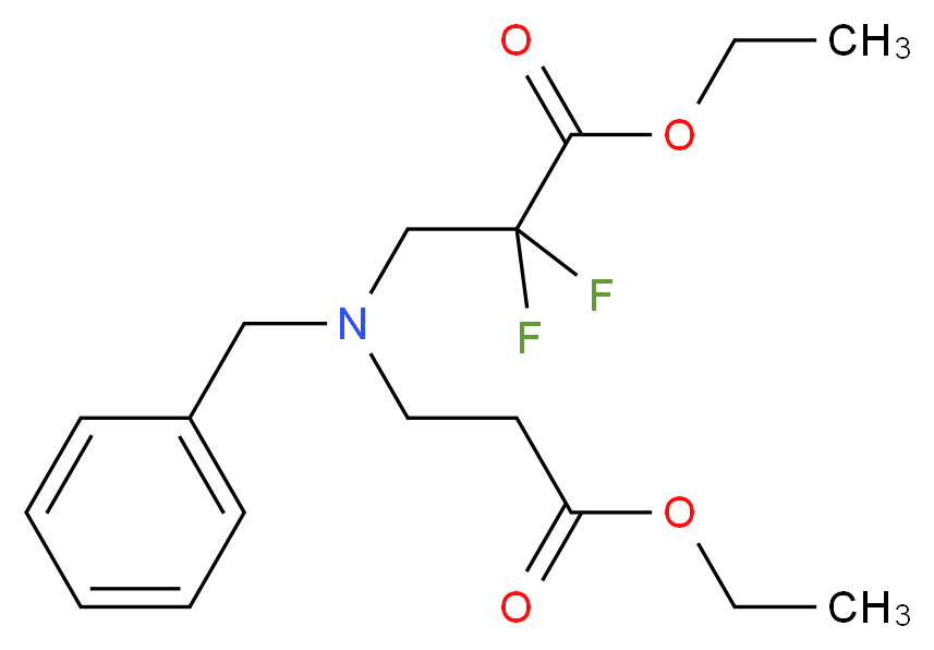 ethyl 3-[benzyl(3-ethoxy-3-oxopropyl)amino]-2,2-difluoropropanoate_分子结构_CAS_851314-55-1
