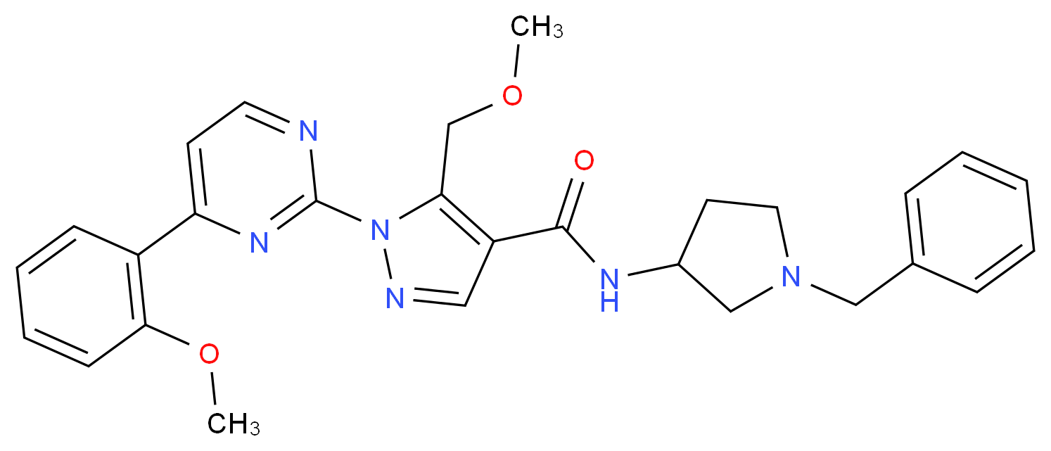N-(1-benzyl-3-pyrrolidinyl)-5-(methoxymethyl)-1-[4-(2-methoxyphenyl)-2-pyrimidinyl]-1H-pyrazole-4-carboxamide_分子结构_CAS_)