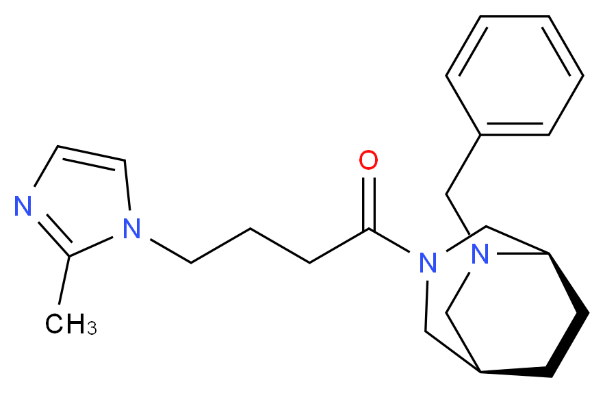 (1R*,5R*)-6-benzyl-3-[4-(2-methyl-1H-imidazol-1-yl)butanoyl]-3,6-diazabicyclo[3.2.2]nonane_分子结构_CAS_)