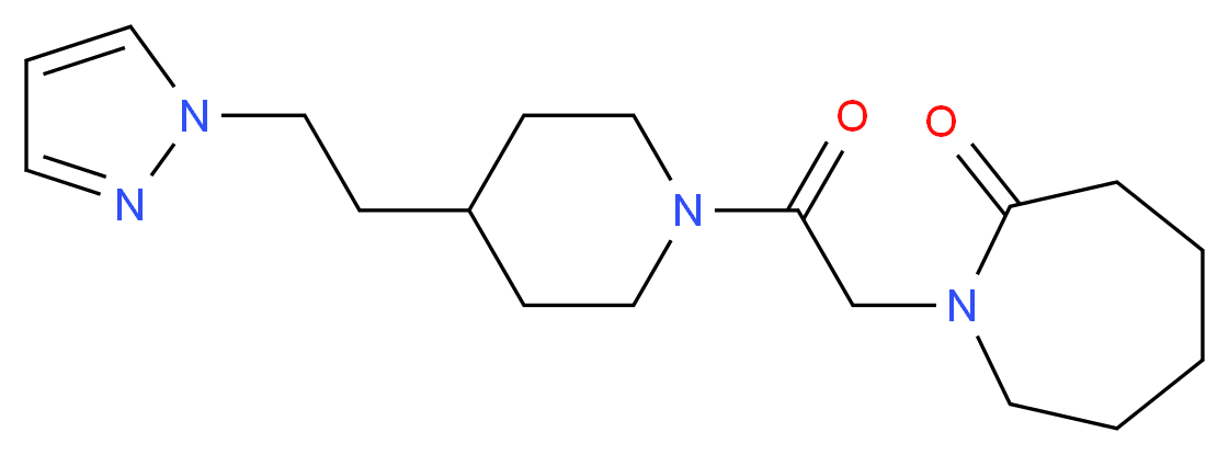 1-(2-oxo-2-{4-[2-(1H-pyrazol-1-yl)ethyl]piperidin-1-yl}ethyl)azepan-2-one_分子结构_CAS_)