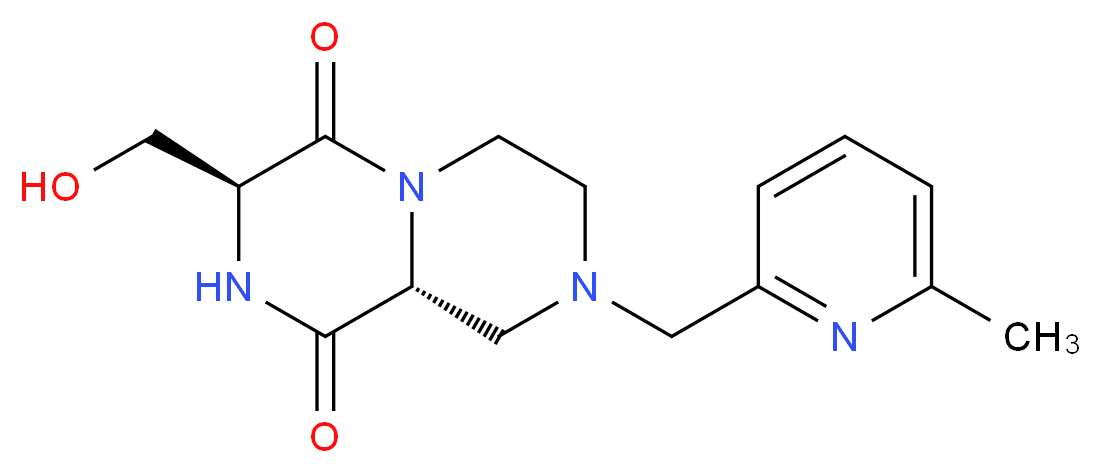 (3S,9aR)-3-(hydroxymethyl)-8-[(6-methyl-2-pyridinyl)methyl]tetrahydro-2H-pyrazino[1,2-a]pyrazine-1,4(3H,6H)-dione_分子结构_CAS_)