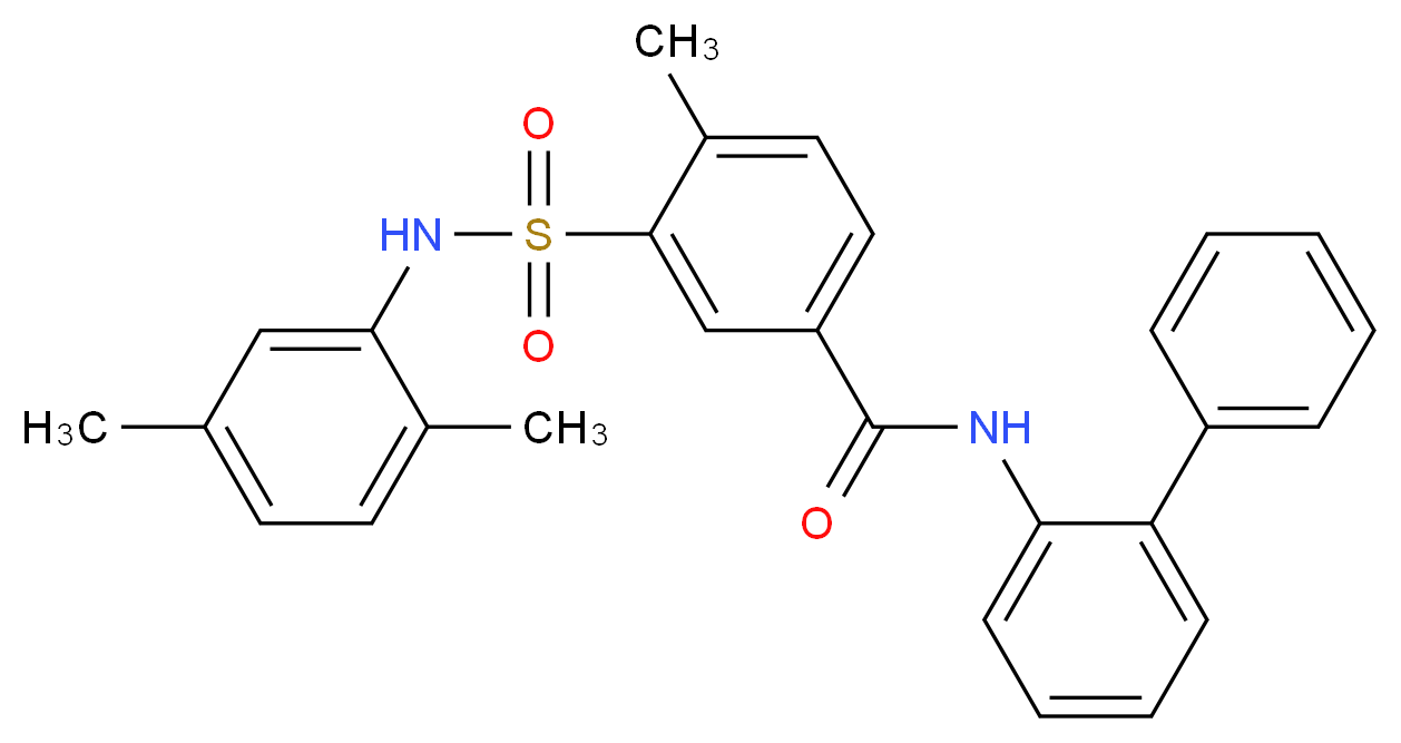 3-[(2,5-dimethylphenyl)sulfamoyl]-4-methyl-N-(2-phenylphenyl)benzamide_分子结构_CAS_824981-55-7