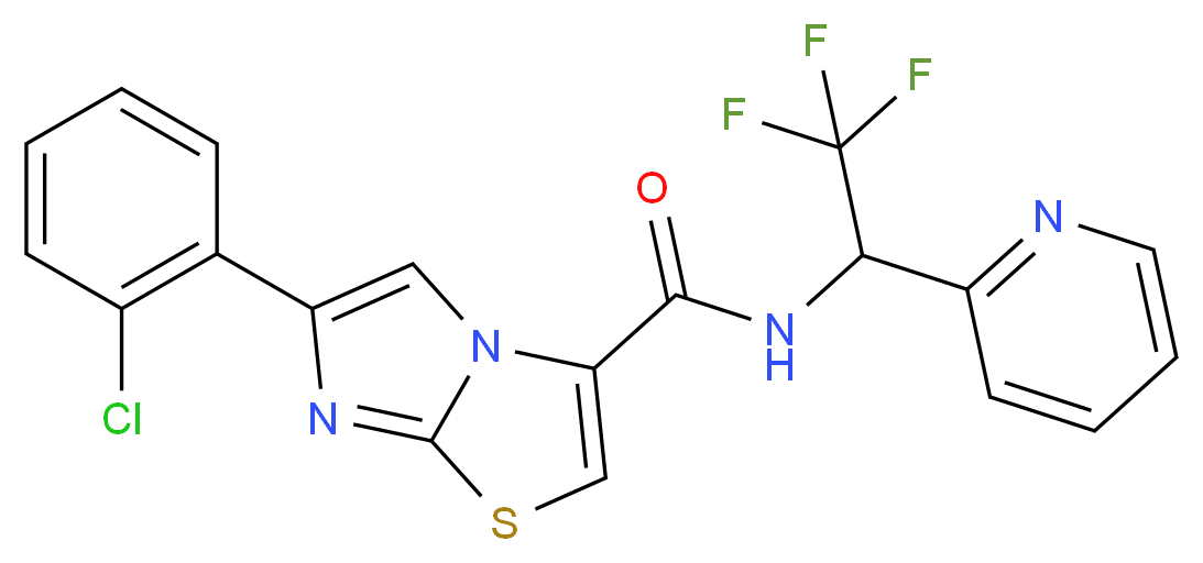 6-(2-chlorophenyl)-N-[2,2,2-trifluoro-1-(2-pyridinyl)ethyl]imidazo[2,1-b][1,3]thiazole-3-carboxamide_分子结构_CAS_)