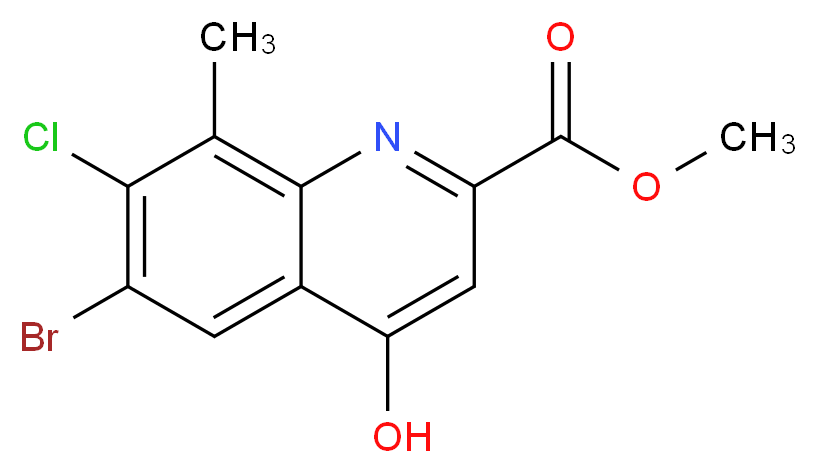 Methyl 6-bromo-7-chloro-4-hydroxy-8-methylquinoline-2-carboxylate_分子结构_CAS_1065074-46-5)