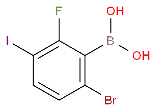 (6-bromo-2-fluoro-3-iodophenyl)boronic acid_分子结构_CAS_1072951-90-6