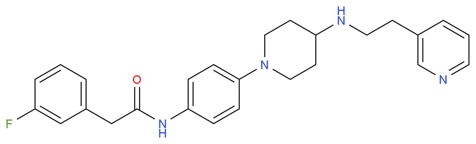 2-(3-fluorophenyl)-N-[4-(4-{[2-(3-pyridinyl)ethyl]amino}-1-piperidinyl)phenyl]acetamide_分子结构_CAS_)