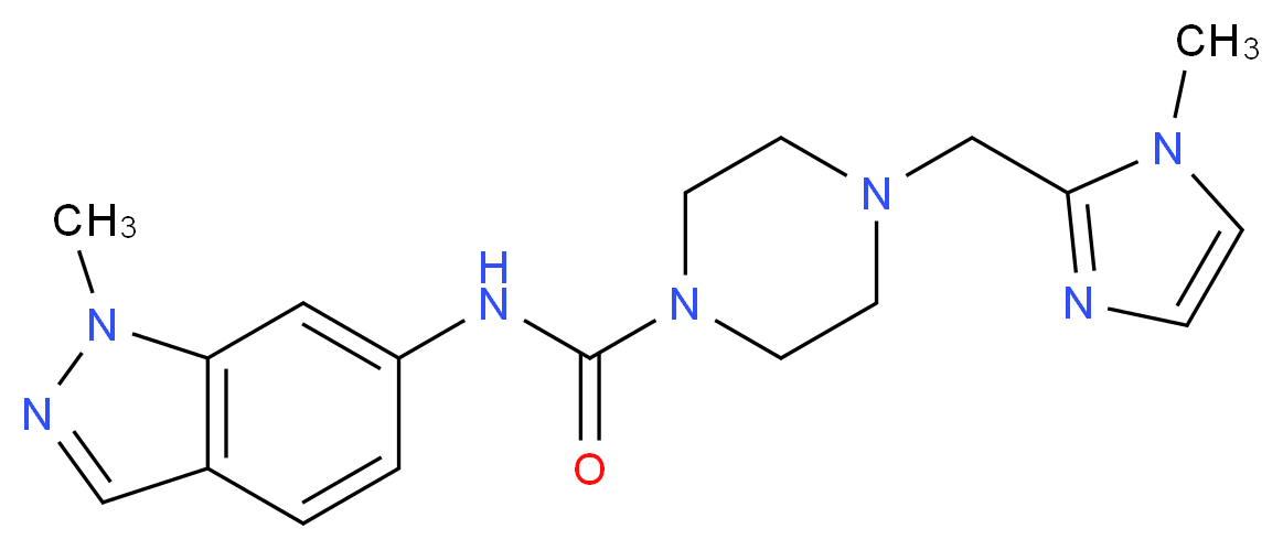 4-[(1-methyl-1H-imidazol-2-yl)methyl]-N-(1-methyl-1H-indazol-6-yl)piperazine-1-carboxamide_分子结构_CAS_)