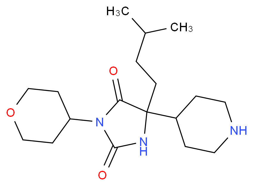 5-(3-methylbutyl)-5-piperidin-4-yl-3-(tetrahydro-2H-pyran-4-yl)imidazolidine-2,4-dione_分子结构_CAS_)