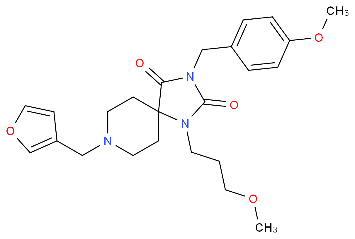 8-(3-furylmethyl)-3-(4-methoxybenzyl)-1-(3-methoxypropyl)-1,3,8-triazaspiro[4.5]decane-2,4-dione_分子结构_CAS_)
