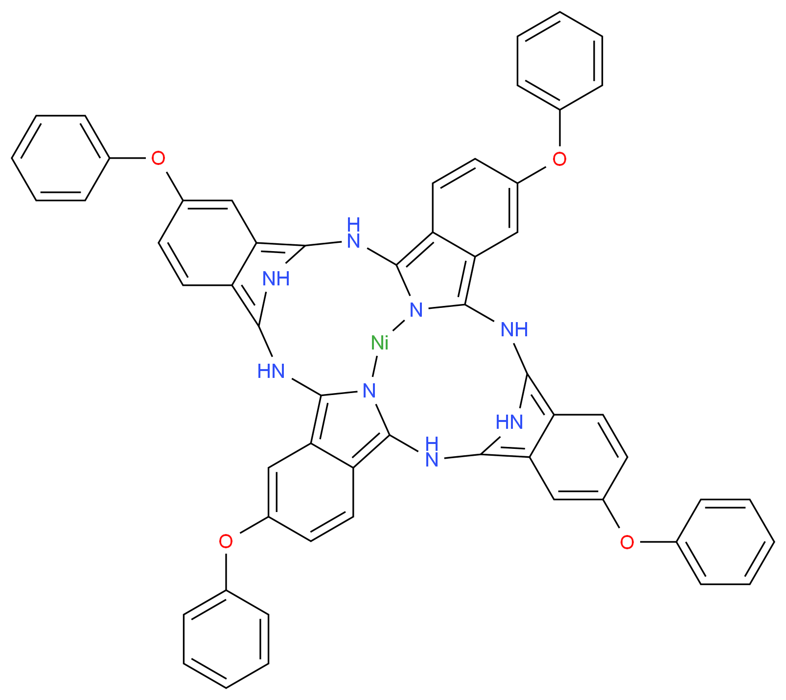 2,9,16,23-四苯氧基-29H,31H-酞菁镍_分子结构_CAS_207569-15-1)